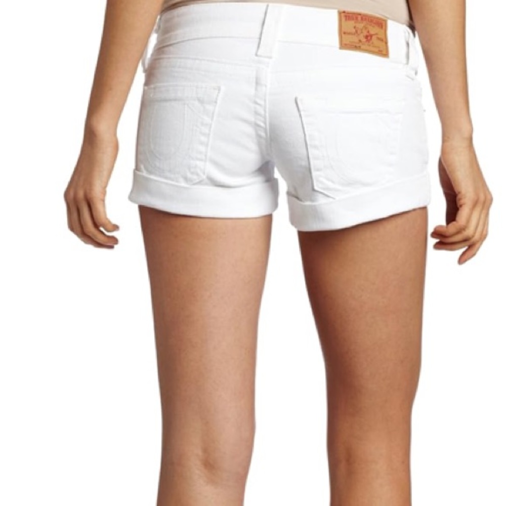 True Religion Allie White Jean Shorts Classic Cut-Off Style - Picture 3 of 8